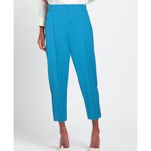ALYSI NWT Virgin Wool Pantalone Felted Gabard Pleated Blue Trousers US 2 IT40